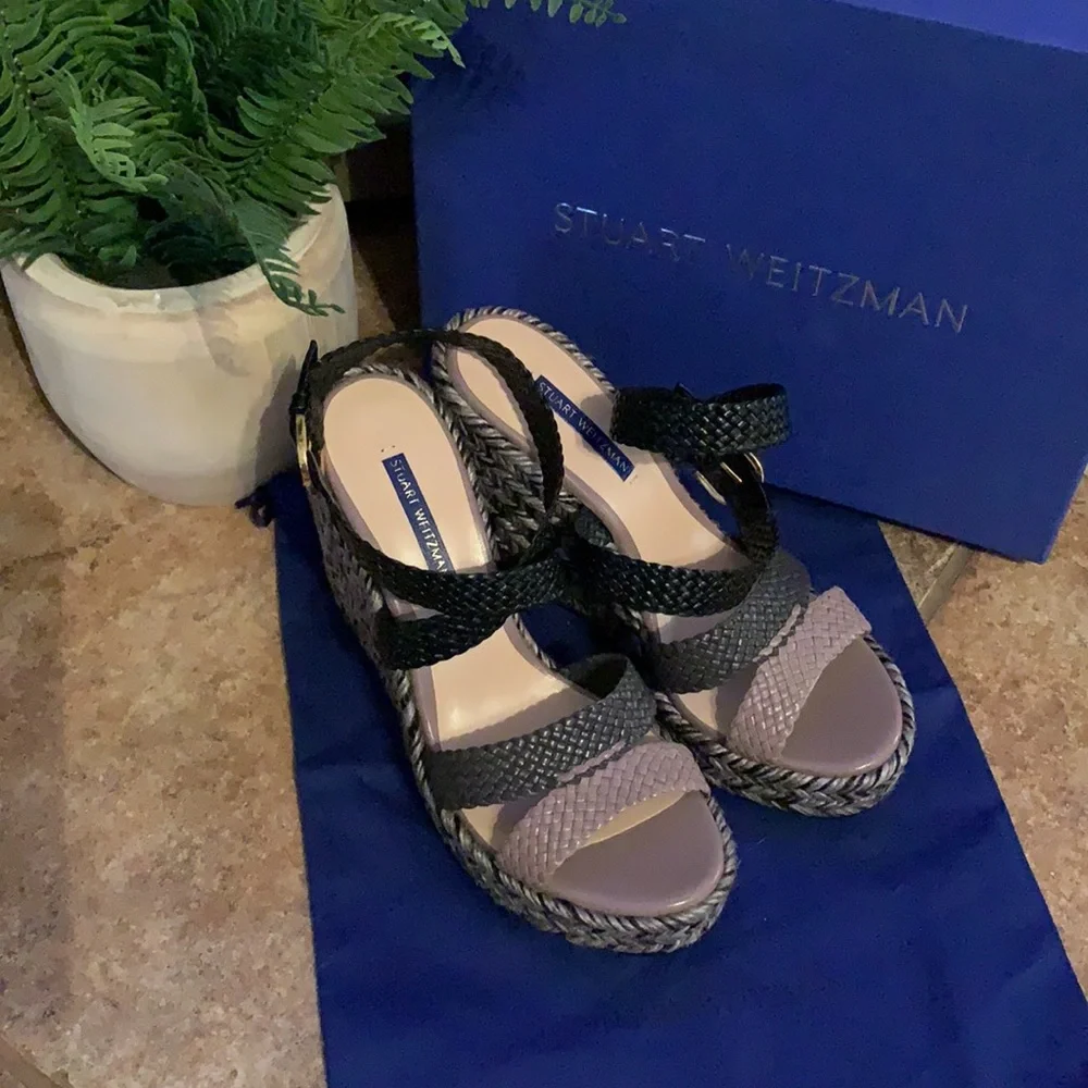 Stuart Weitzman Elsie Woven Wedges - Picture 2 of 8